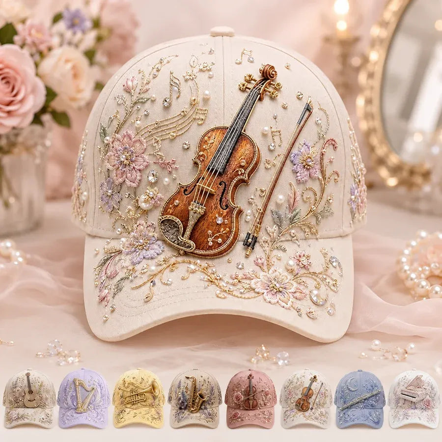 3D Music Lover Baseball Cap with Raised Piano Design