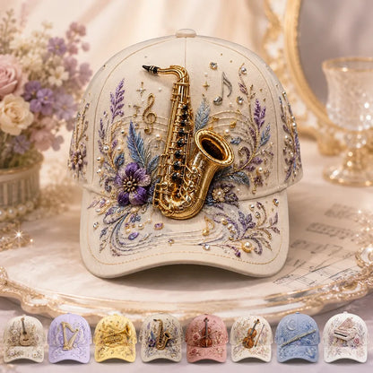 3D Music Lover Baseball Cap with Raised Piano Design