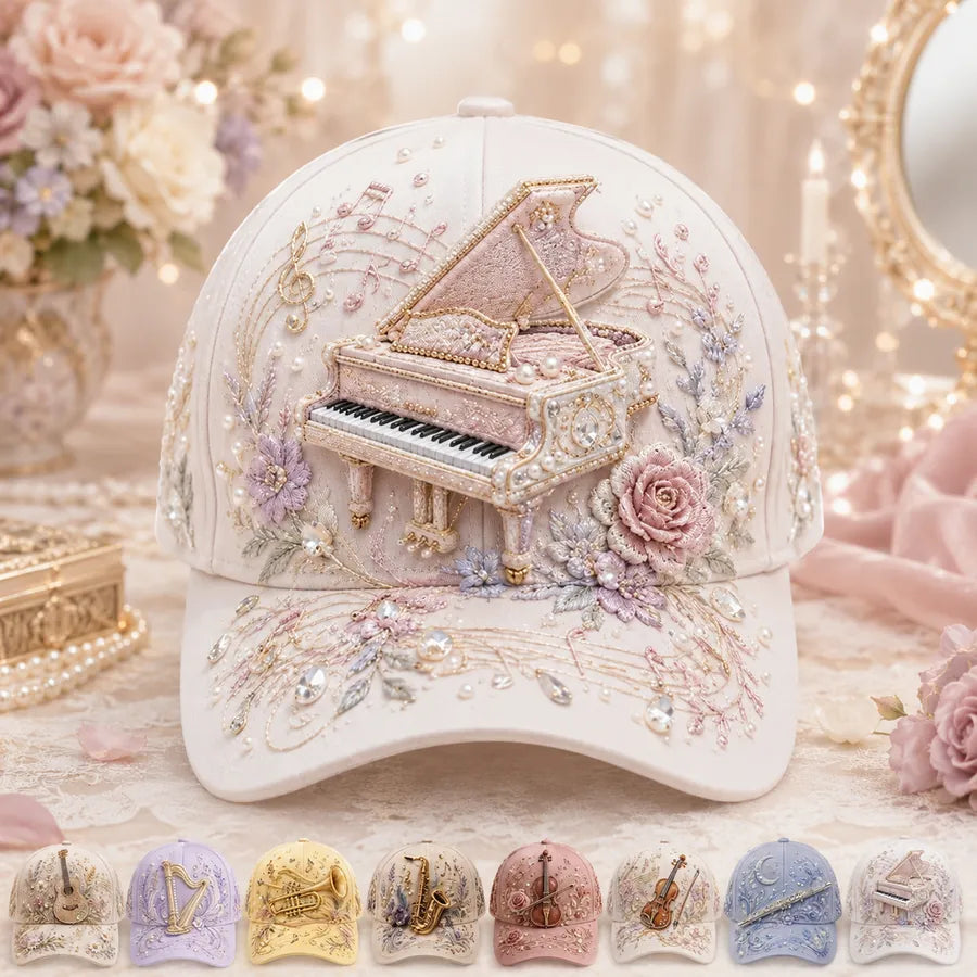 3D Music Lover Baseball Cap with Raised Piano Design