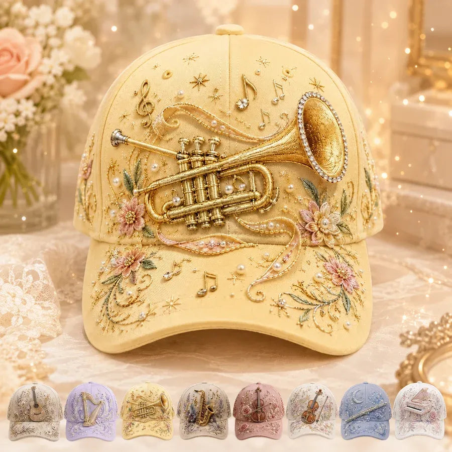 3D Music Lover Baseball Cap with Raised Piano Design